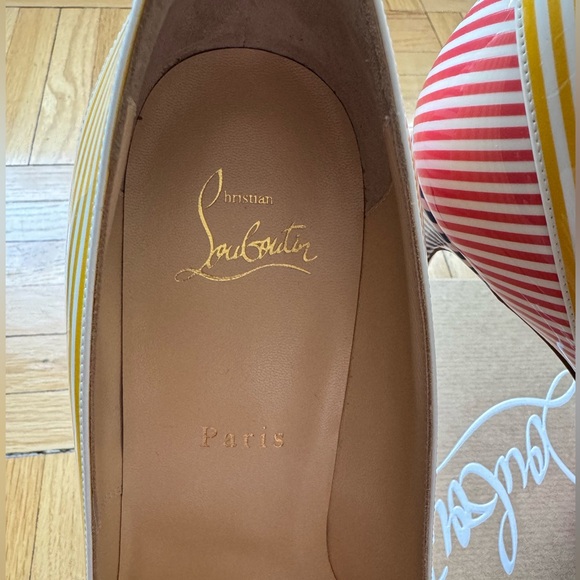 BRAND NEW- Never worn Christian Louboutin Marine Alta Patent Stripes Size:39.5 - Picture 8 of 12